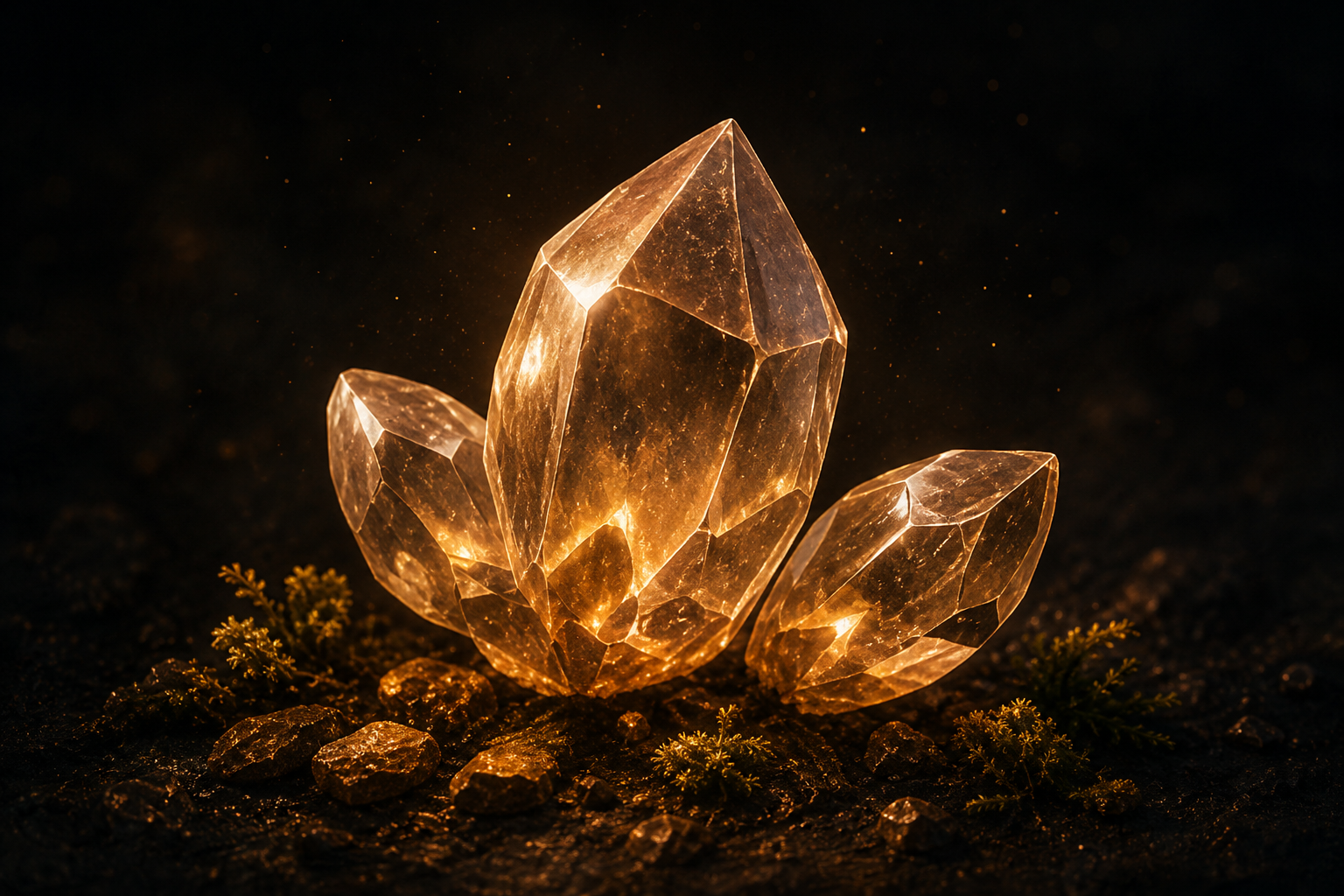 Crystal object on a warm surface